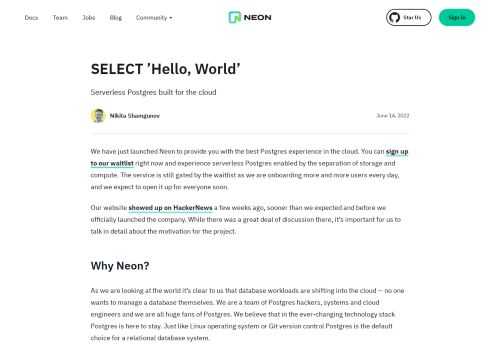 Serverless Postgres built for the cloud