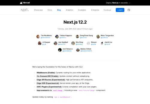 Next.js 12.2 introduces stable Middleware and On-Demand ISR, experimental Edge SSR and API Routes, and more!