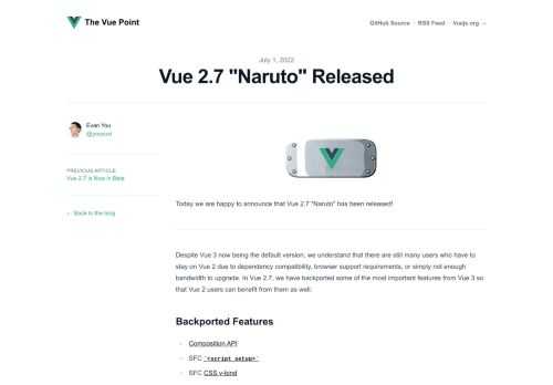 The offical blog for the Vue.js project