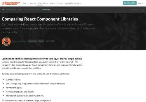 Can't decide which React component library to use? In this article, Samson Omojola evaluates ten of the most popular React component libraries. Material UI is the most popular by far.