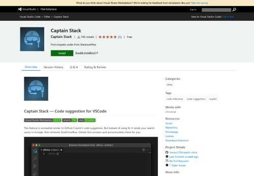 Extension for Visual Studio Code - Find snippets codes from Stackoverflow