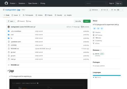 A TUI playground to experiment with jq. Contribute to noahgorstein/jqp development by creating an account on GitHub.