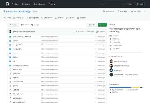 Your best AI pair programmer - open source only. Contribute to gencay/vscode-chatgpt development by creating an account on GitHub.